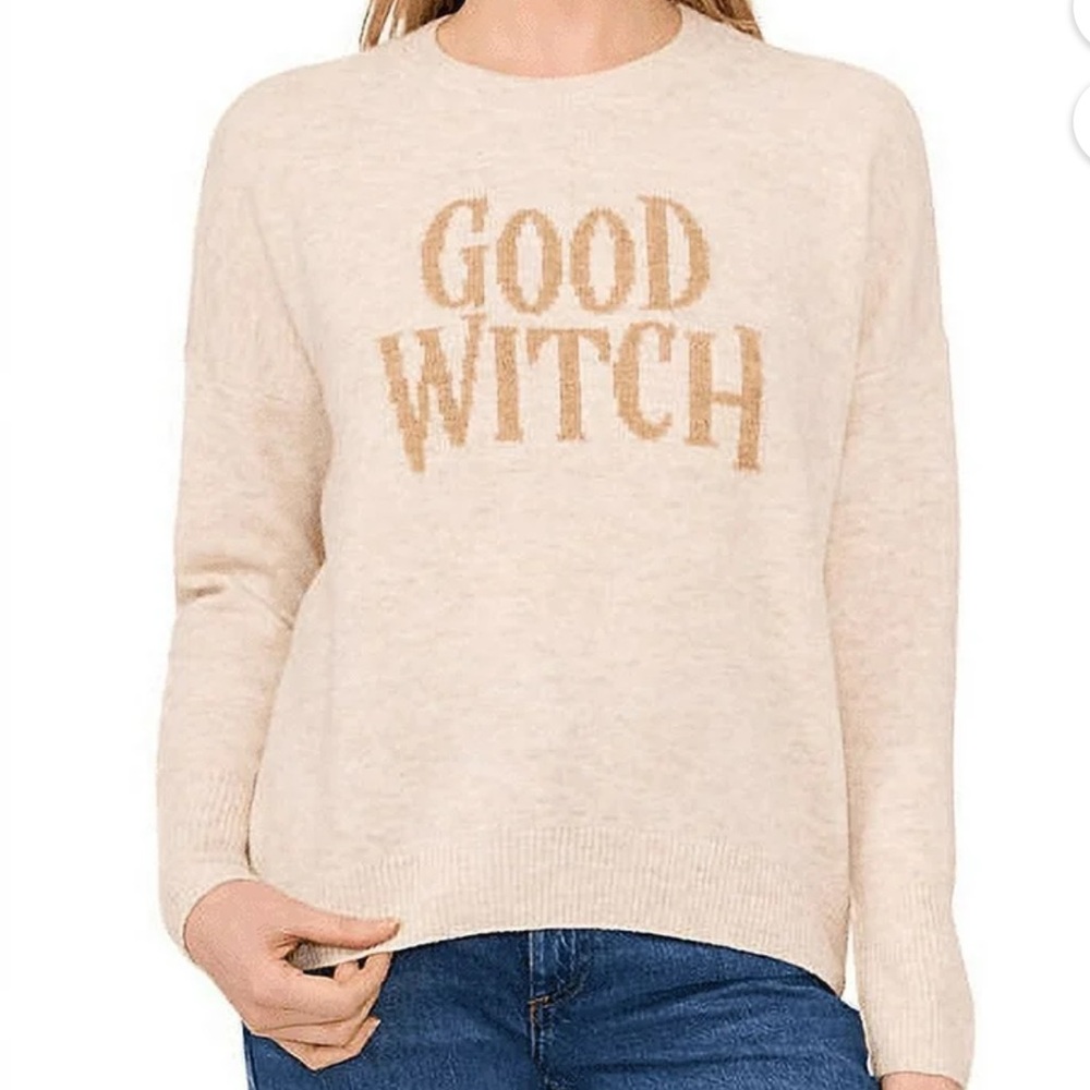 Vince Camuto brand new Cream Sweater with 'Good Witch' Design
